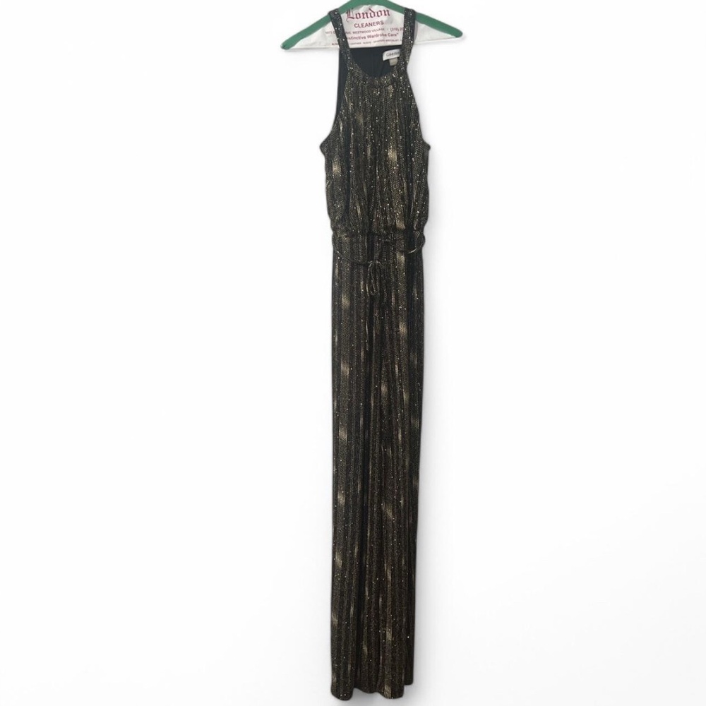 Calvin Klein Black and Gold Sleeveless Jumpsuit
